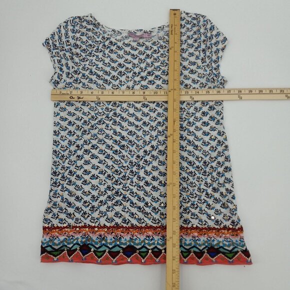 Calypso St. Barth Coconut Zahara Tee Top Sequin Embroidered Boho Beach XS - Picture 10 of 10